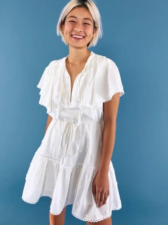 FARM Rio Dresses & Skirts - $160 NWT FARM RIO off white 3D flower mini dress large L